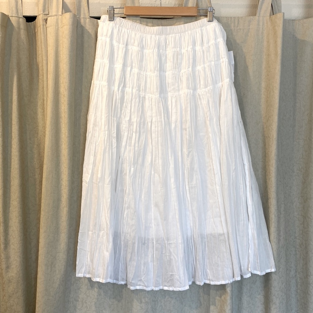 White cotton midi skirt
